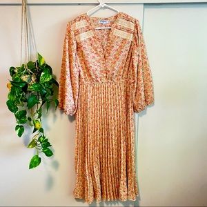 Midi Floral Pleated Dress